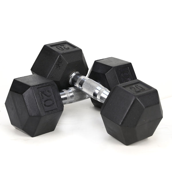 20LB 2 HDRS Rubber Coated Solid Cast Iron Dumbbells, Not Shipped On Weekends