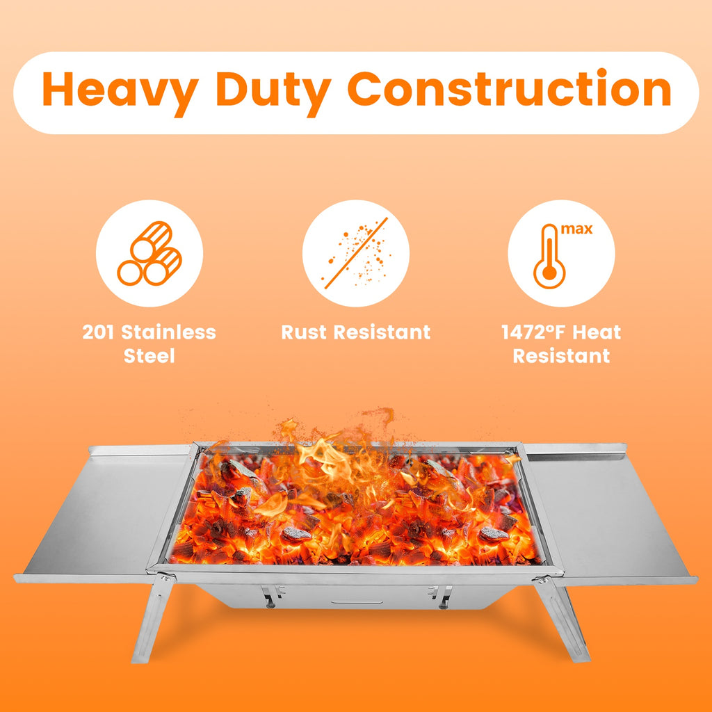 1 Set 3 In 1 Foldable Charcoal Grill Fire Pit Slow Cooker 2-3 People Portable Camping Grill Stainless Steel BBQ Grill For Camping Tailgating Yard