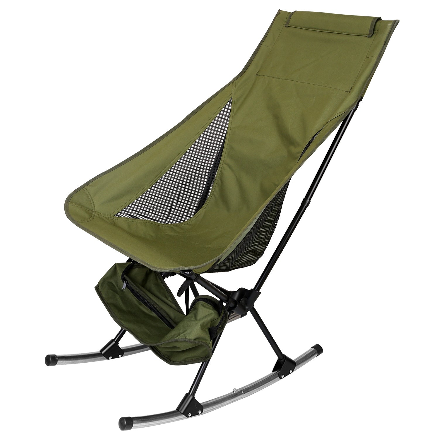 1Pc Portable Camping Rocking Chair 198LBS Weight Capacity Included Carry Bag High Back Rocker Chair For Patio Fishing Beach Lawn Travel