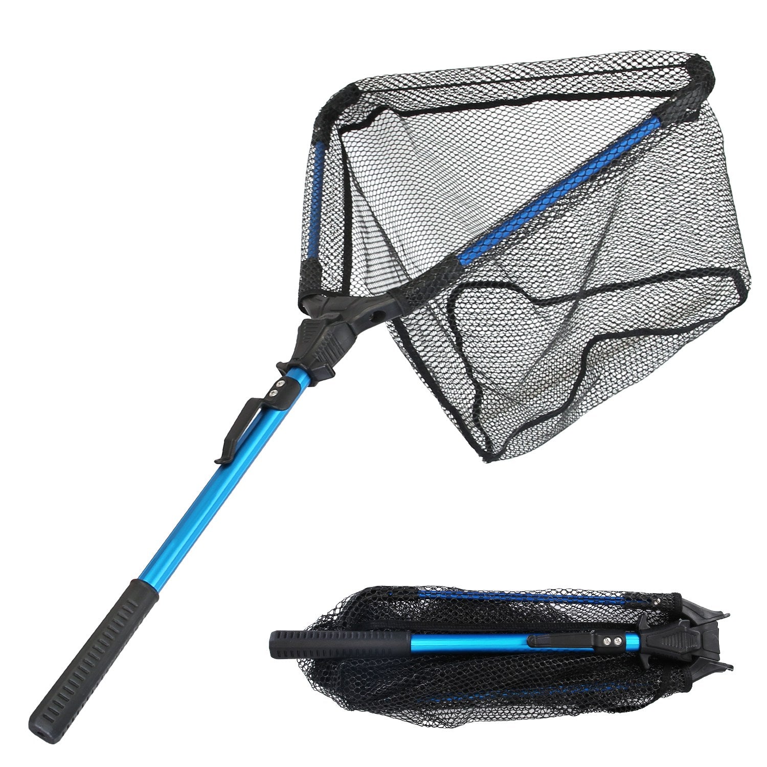 1Pc Foldable Fishing Net With Aluminum Alloy Rod EVA Handle Durable 5MM Hexagonal Nano Coating Nylon Mesh Collapsible Landing