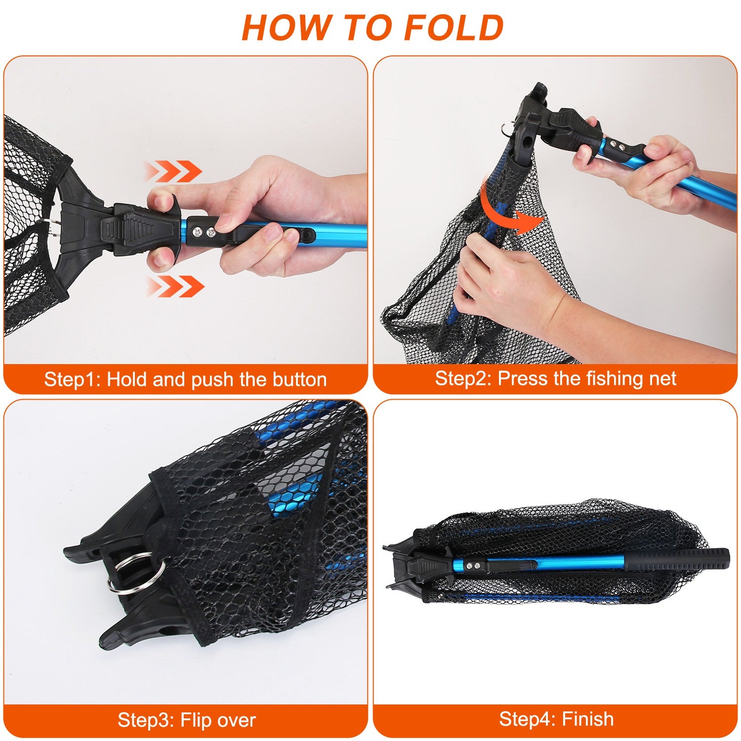 1Pc Foldable Fishing Net With Aluminum Alloy Rod EVA Handle Durable 5MM Hexagonal Nano Coating Nylon Mesh Collapsible Landing