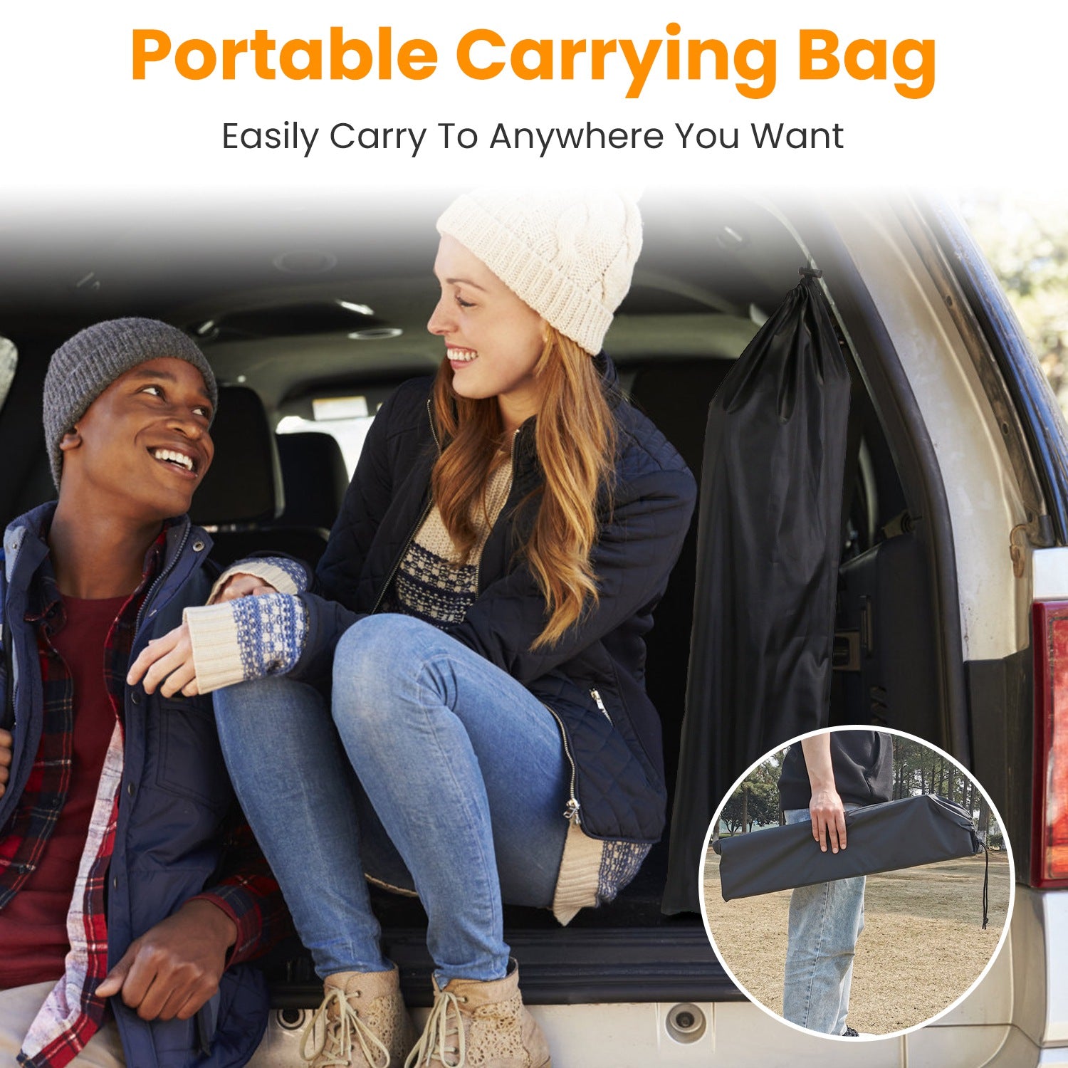 1Pc Foldable Camping Table With Storage Basket