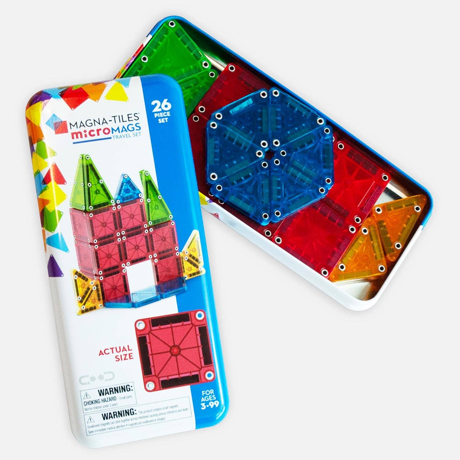 Magna-Tiles MicroMAGS 26-Piece Travel Set – Magnetic Building STEM Toy for Kids Ages 3-7, Gift for Boys & Girls