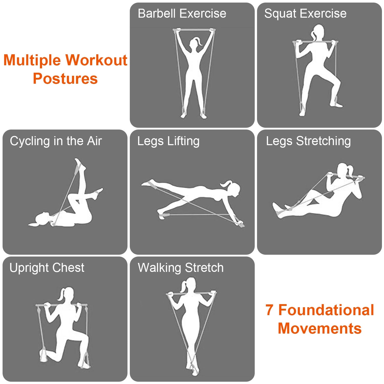 100LBS OR 180LBS Band Options - 1Pc Pilates Bar Kit Pilates Yoga Toning Bar Set Beginners Intermediates Professionals 4 Elastic Resistance Bands