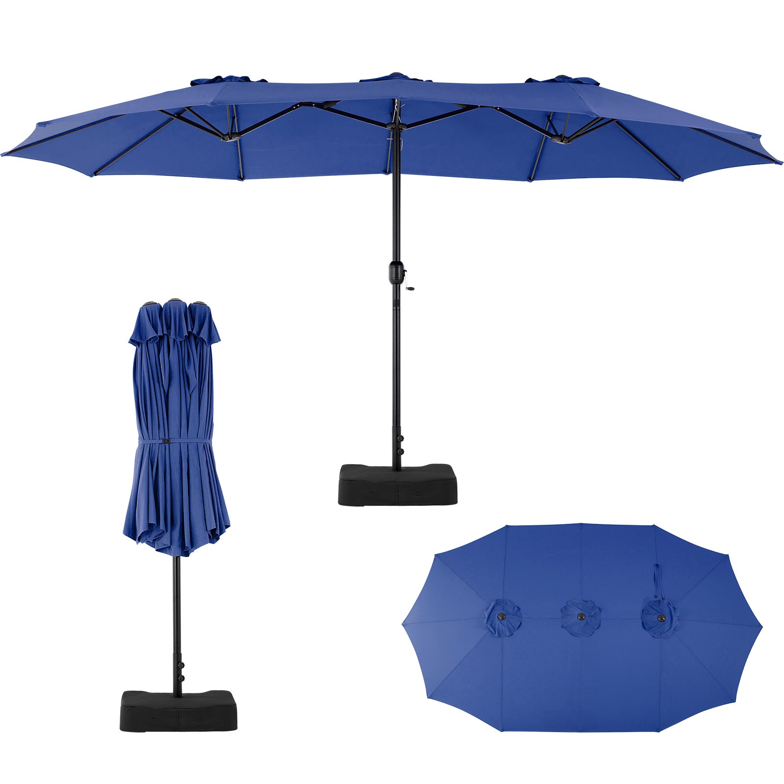 15ft Large Patio Umbrella With Base Included, Rectangle Table Umbrella Outdoor Patio, Outside Umbrellas For Deck, Market, Backyard