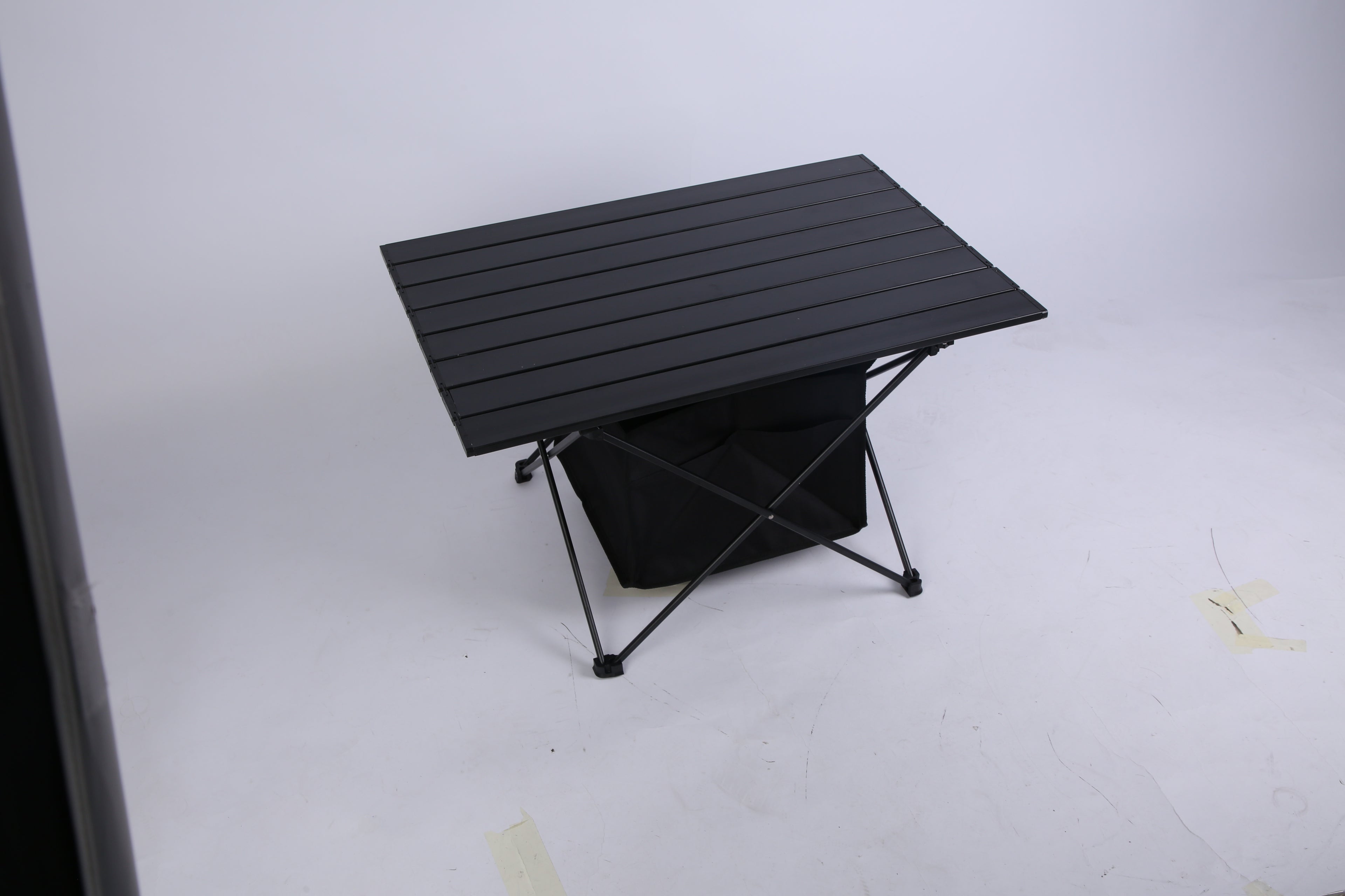 1Pc Foldable Camping Table With Storage Basket