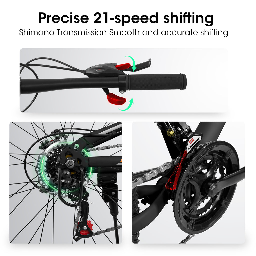 A26207 26 Inch Steel Frame Shock Fork Plus Shock Absorber 21-speed Unisex Mountain Bike