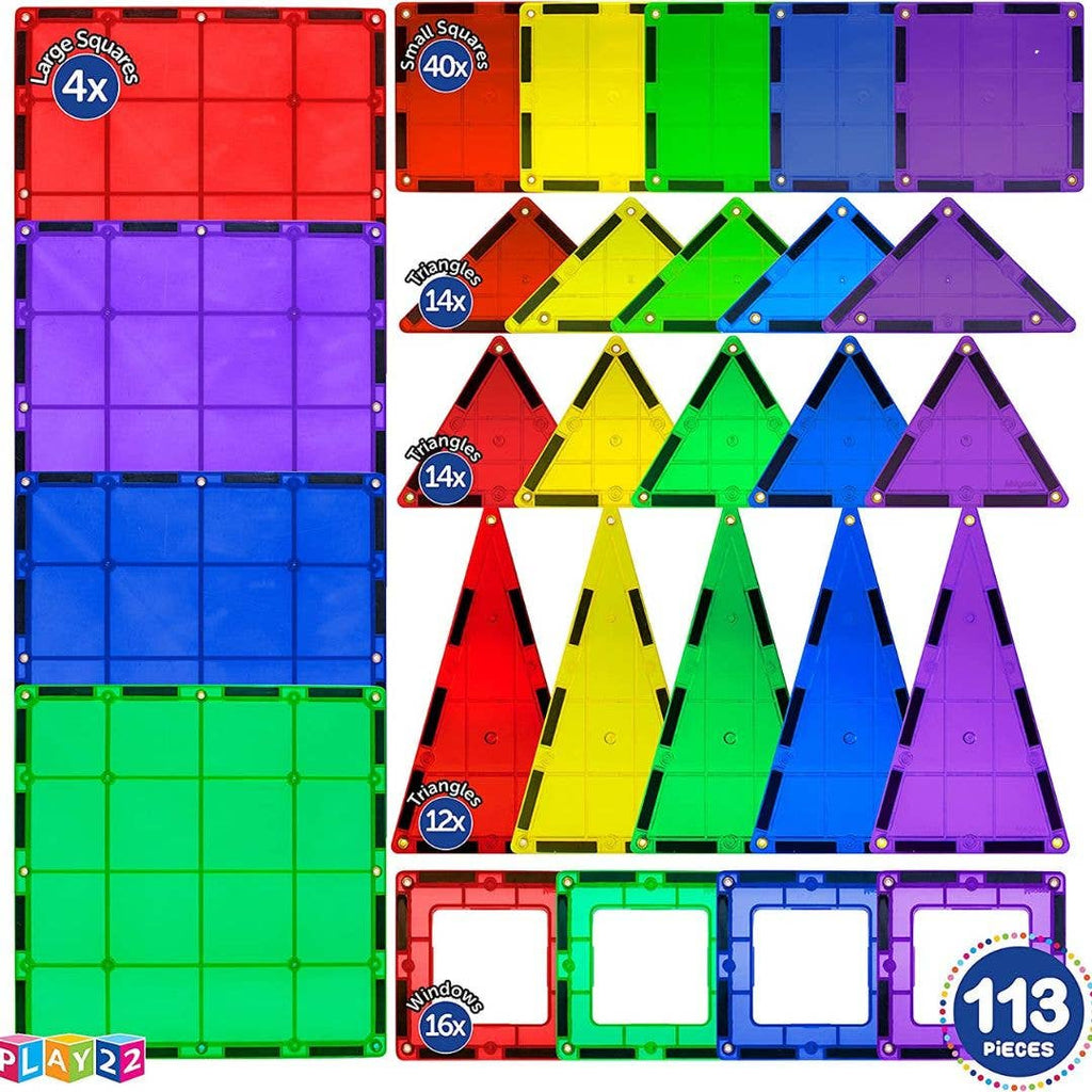 Magnetic Tiles Building Blocks 113-Piece STEM Set – Magnetic Construction Toy for Kids Ages 3-8, Gift for Boys & Girls