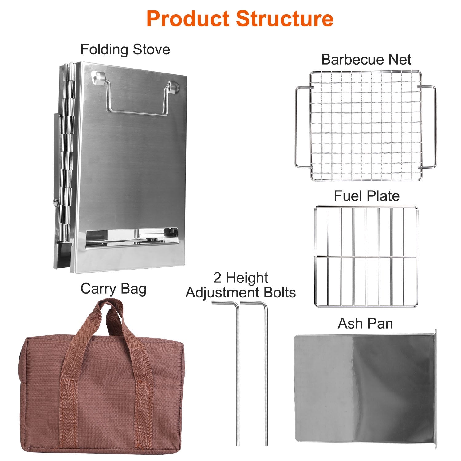 1Pc Portable Backpacking Stove For Camping Hiking Picnic BBQ Outdoor Cooker Folding Travel Charcoal Stove With Handle Carry Bag 2 Bolts