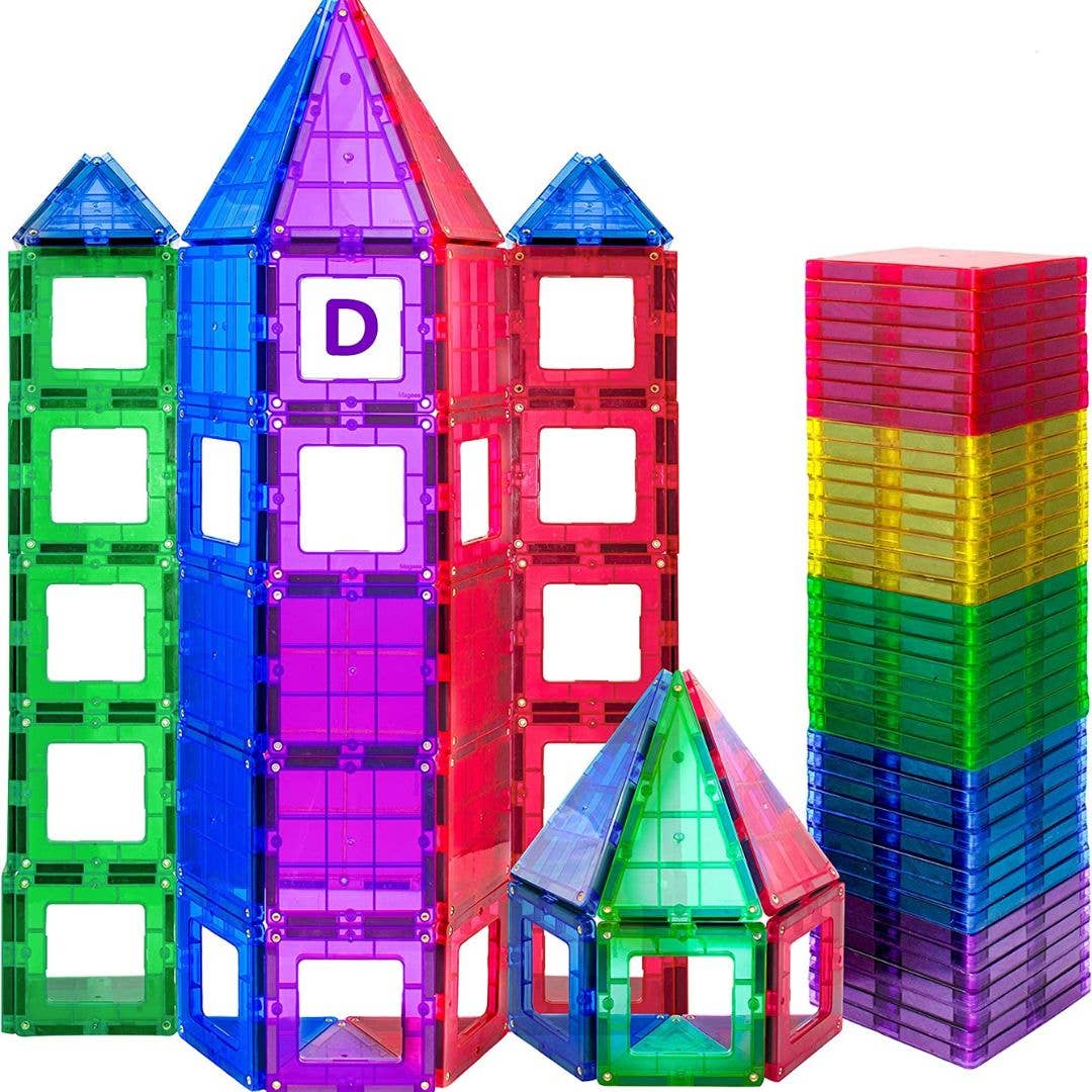 Magnetic Tiles Building Blocks 113-Piece STEM Set – Magnetic Construction Toy for Kids Ages 3-8, Gift for Boys & Girls