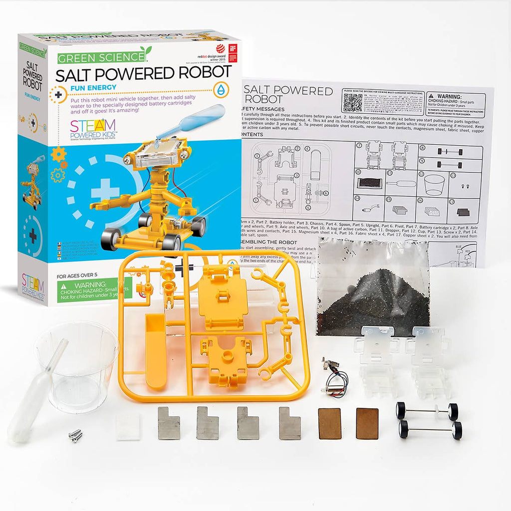 Green Science Salt-Powered Robot STEM Kit – Educational Science Toy for Kids Ages 8+, Cool Gift for Boys & Girls